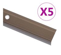 vidaXL Perfiles de peldaños forma de L 5 uds aluminio marrón 100 cm