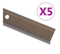 vidaXL Perfiles de peldaños forma de L 5uds aluminio marrón 100 cm
