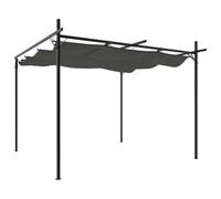 vidaXL Pérgola con Cubierta Retráctil, Carpa para Reuniones, Cenador para Fiestas, Pabellón para Jardín Patio, Gris Antracita 295x292x230 cm