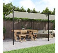 vidaXL Pérgola con cubierta retráctil – Cenador para jardín y fiestas – Crema 589x292x230 cm