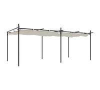 vidaXL Pérgola con cubierta retráctil – Cenador para jardín y fiestas – Crema 589x292x230 cm