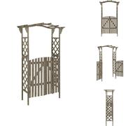 vidaXL Pérgola con puerta, 116x40x204 cm, color gris, madera maciza de abeto. Arco de rosales, celosías y pérgolas