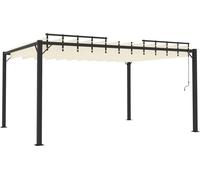 vidaXL Pérgola con techo de lamas, 3x4 metros, color crema, estructura de aluminio y cubierta de tela