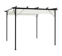 vidaXL Pérgola con tejado retráctil acero color blanco crema 3x3 m