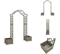 vidaXL Pérgola de jardín con maceta para flores, color gris, madera maciza de abeto. Arco para rosales, celosías y pérgolas