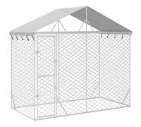 vidaXL Perrera de exterior con techo acero galvanizado plata Dimensiones 3 x 1.5 x 2.5 m, 3 x 3 x 2.5 m, 3 x 4.5 x 2.5 m