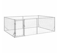 vidaXL Perrera de exterior puerta acero galvanizado plateado 3x4x1 m