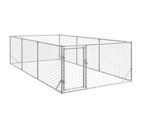 vidaXL Perrera de exterior puerta acero galvanizado plateado en dimensiones 3 x 2 x 1 m/2 x 2 x 1 m/2 x 1 x 1 m y más