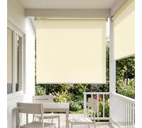 vidaXL Persiana enrollable exterior con protección UV Crema Poliéster