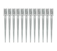 vidaXL Picas de tierra 12 uds acero galvanizado plateado 7x7x75 cm