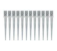 vidaXL Picas de tierra 12 uds acero galvanizado plateado 8x8x76 cm