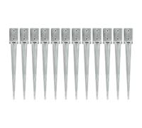 vidaXL Picas de tierra 12 uds acero galvanizado plateado 9x9x75 cm