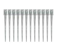 vidaXL Picas de tierra 12 uds acero galvanizado plateado 9x9x90 cm