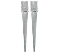 vidaXL Picas de tierra 2 uds acero galvanizado plateado 10x10x76 cm