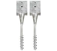 vidaXL Picas de tierra 2 uds acero galvanizado plateado 12x12x56 cm