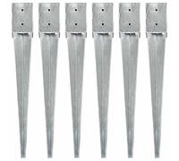vidaXL Picas de tierra 6 uds acero galvanizado plateado 10x10x76 cm