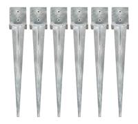 vidaXL Picas de tierra 6 uds acero galvanizado plateado 14x14x91 cm
