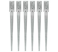 vidaXL Picas de tierra 6 uds acero galvanizado plateado 7x7x75 cm