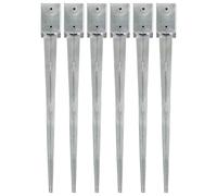 vidaXL Picas de tierra 6 uds acero galvanizado plateado 9x9x90 cm