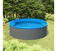 vidaXL Piscina de chapoteo con skimmer colgante y bomba 350x90 cm gris