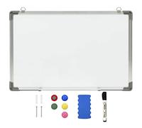 vidaXL Pizarra Magnética de Borrado Pared Notas Encerado Tablero Pizarrón Educación Casa Oficina para Rotuladores en Seco Acero Blanco 50x35 cm