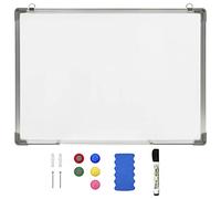 vidaXL Pizarra Magnética de Borrado Pared Notas Encerado Tablero Pizarrón Educación Casa Oficina para Rotuladores en Seco Acero Blanco 90x60 cm