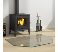 vidaXL Placa de vidrio para chimenea Transparente 80 x 60 cm Cristal