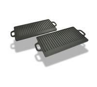 vidaXL Placa parrilla de hierro fundido reversible 38x23cm 2 unidades