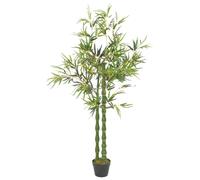vidaXL Planta artificial bambú con macetero 160 cm verde