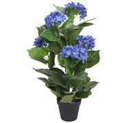 vidaXL Planta artificial hortensia con macetero 60 cm azul