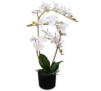 vidaXL Planta Artificial orquídea con macetero 65 cm Blanca