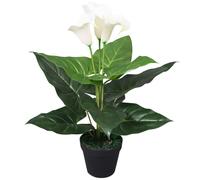 vidaXL Planta cala lilly artificial con macetero 45 cm blanca
