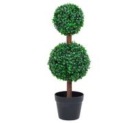 vidaXL Planta de Boj Artificial con Macetero Verde Árbol Topiario Adorno Dimensiones 15 x 50 cm, 16 x 60 cm, 17.5 x 90 cm y mas