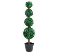 vidaXL Planta de boj artificial forma de bola con maceta verde 90 cm