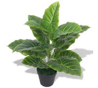 vidaXL Planta de taro artificial con macetero verde 45 cm, maceta de plástico