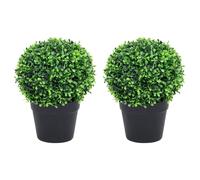 vidaXL Plantas de boj artificial 2 uds forma bola maceta verde 27 cm