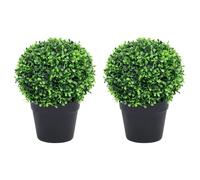 vidaXL Plantas de boj artificial 2 uds forma bola maceta verde 32 cm