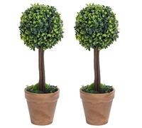 vidaXL Plantas de boj artificial 2 uds forma bola maceta verde 41 cm