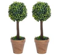 vidaXL Plantas de boj artificial 2 uds forma bola maceta verde 56 cm
