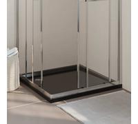 vidaXL Plato de ducha cuadrado de ABS negro 90x90 cm