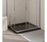 vidaXL Plato de ducha rectangular negro ABS 80x90 cm