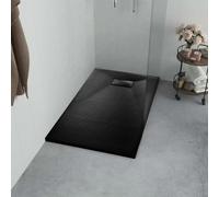 vidaXL Plato de ducha Resina textura pizarra extraplano antideslizante Negro cuadrado 90x90 cm