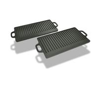 vidaXL Placa parrilla de hierro fundido reversible 38x23cm 2 unidades