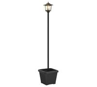 vidaXL: Poste para farola solar con maceta integrada, luz blanca cálida, 32 x 32 x 158 cm