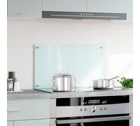 vidaXL Protección salpicaduras cocina vidrio templado color leche 70x40 cm