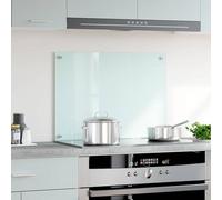 vidaXL Protección salpicaduras cocina vidrio templado color leche 70x50 cm