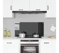 vidaXL Protector salpicaduras para cocina Vidrio templado Negro 100x50 cm