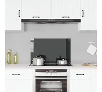 vidaXL Protector salpicaduras cocina – vidrio templado, negro 80 x 50 cm