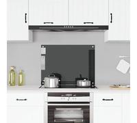 vidaXL Protección salpicaduras cocina vidrio templado negro 80x60 cm