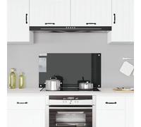 vidaXL Protector salpicaduras cocina – Vidrio templado 90x50 cm – Negro, protección grasa